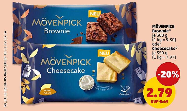 MÖVENPICK Brownie* je 300 g (1 kg = 9.30) oder Cheesecake* je 350 g (1 kg = 7.97)