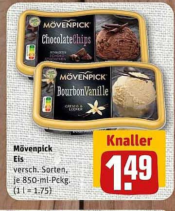 Mövenpick Eis versch. Sorten, je 850-ml-Packg. (1 l = 1.75)