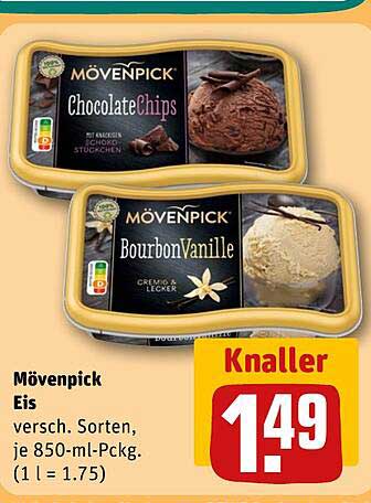 Mövenpick Eis versch. Sorten, je 850-ml-Pckg.