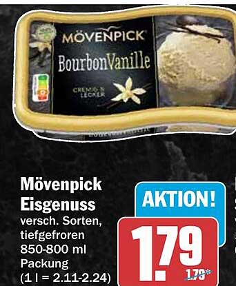 Mövenpick Eisgenuss versch. Sorten, tiefgefroren 850-800 ml Packung (1 l = 2.11-2.24)