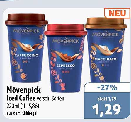 Mövenpick Iced Coffee versch. Sorten 220ml (1l=5,86) aus dem Kühlregal