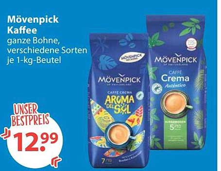 Mövenpick Kaffee ganze Bohne, verschiedene Sorten je 1-kg-Beutel