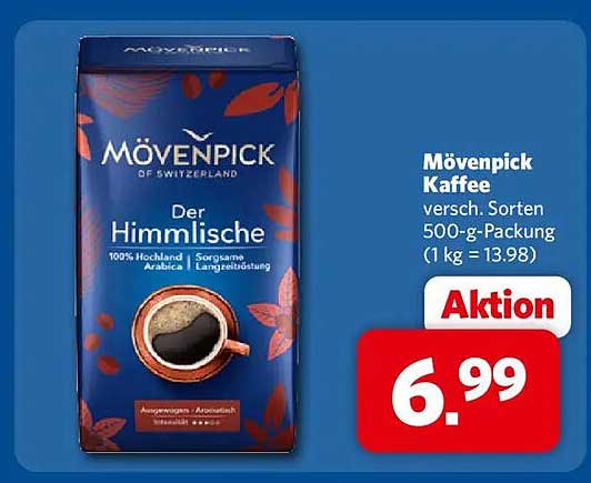 Mövenpick Kaffee versch. Sorten 500-g-Packung (1 kg = 13.98)