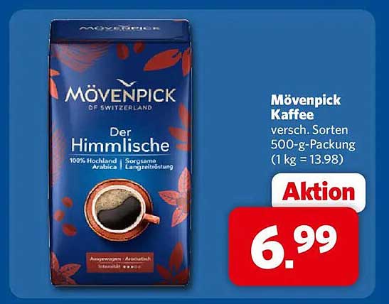 Mövenpick Kaffee versch. Sorten 500-g-Packung (1 kg = 13.98)