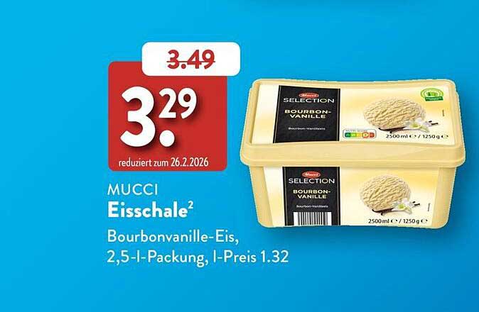 MUCCI Eisschale² Bourbonvanille-Eis, 2,5-l-Packung, l-Preis 1.32