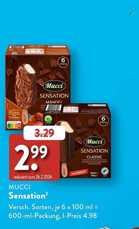 Mucci Sensation² Versch. Sorten, je 6 x 100 ml = 600-ml-Packung, l-Preis 4.98