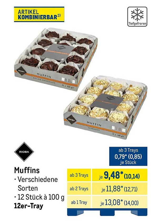 Muffins • Verschiedene Sorten • 12 Stück à 100 g 12er-Tray