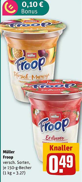 Müller Froop versch. Sorten, je 150-g-Becher (1 kg = 3.27)