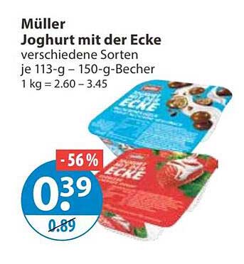 Müller Joghurt mit der Ecke verschiedene Sorten je 113-g – 150-g-Becher