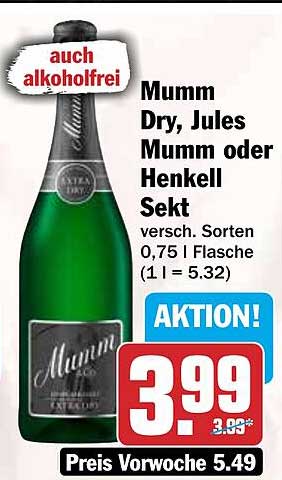 Mumm Dry, Jules Mumm oder Henkell Sekt