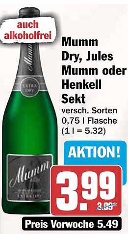 Mumm Dry, Jules Mumm oder Henkell Sekt