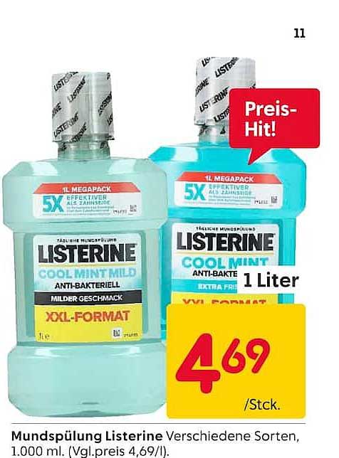 Mundspülung Listerine Verschiedene Sorten, 1.000 ml. (Vgl.preis 4,69/l).