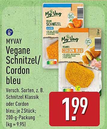 MYVAY Vegane Schnitzel/Cordon bleu