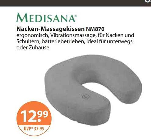 Nacken-Massagekissen NM870 ergonomisch, Vibrationsmassage, für Nacken und Schultern, batteriebetrieben, ideal für unterwegs oder Zuhause