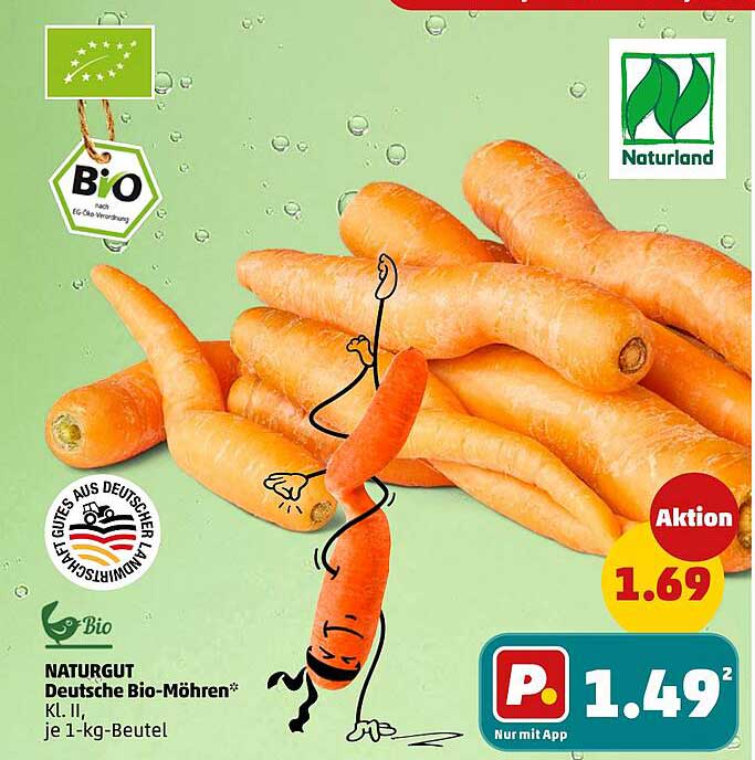 NATURGUT Deutsche Bio-Möhren* Kl. II, je 1-kg-Beutel