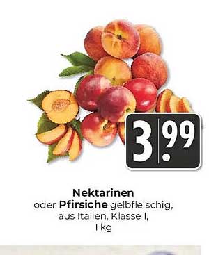 Nektarinen oder Pfirsiche gelbfleischig, aus Italien, Klasse I, 1 kg