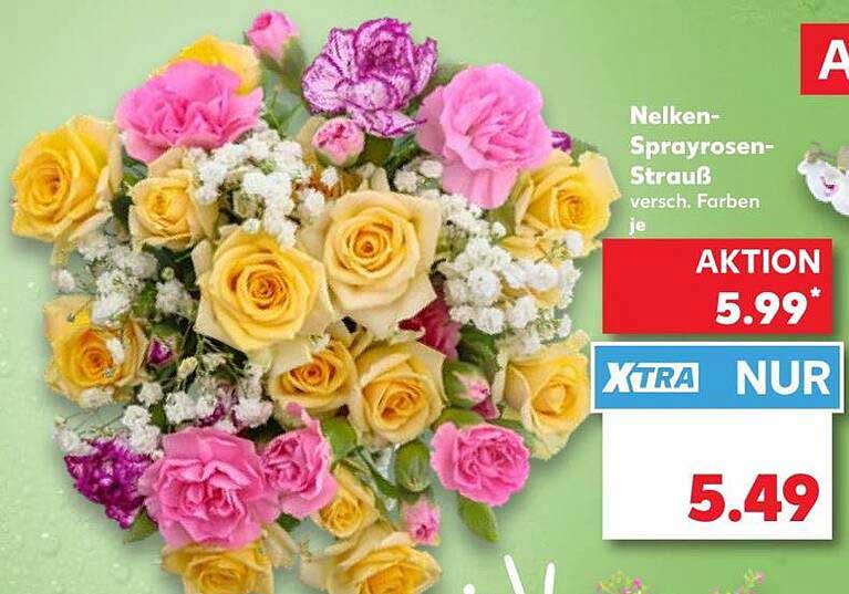 Nelken-Sprayrosen-Strauß versch. Farben je