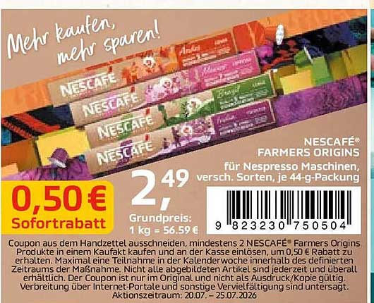 NESCAFÉ FARMERS ORIGINS Für Nespresso Maschinen, versch. Sorten, je 44-g-Packung