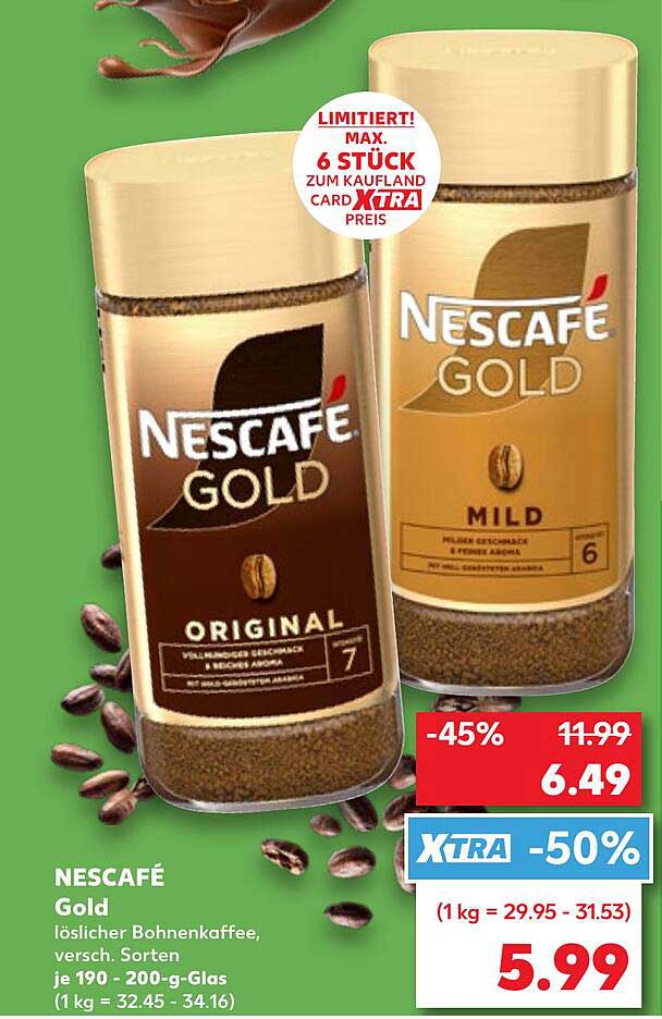 NESCAFÉ Gold löslicher Bohnenkaffee, versch. Sorten je 190 - 200-g-Glas