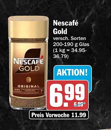 Nescafé Gold versch. Sorten 200-190 g Glas (1 kg = 34.95-36.79)