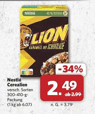 Nestlé Cerealien versch. Sorten 300-410-g-Packung (1 kg ab 6.07)