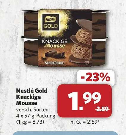 Nestlé Gold Knackige Mousse versch. Sorten 4 x 57-g-Packung (1 kg = 8.73)
