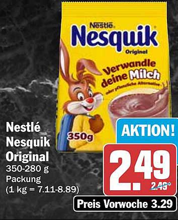 Nestlé Nesquik Original 350-280 g Packung (1 kg = 7.11-8.89)
