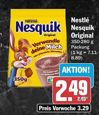 Nestlé Nesquik Original 350-280 g Packung (1 kg = 7.11-8.89)