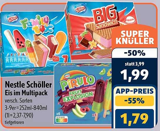 Nestle Schöller Eis im Multipack versch. Sorten 3-9er=252ml-840ml (1l=2,37-7,90) (tiefgefroren)