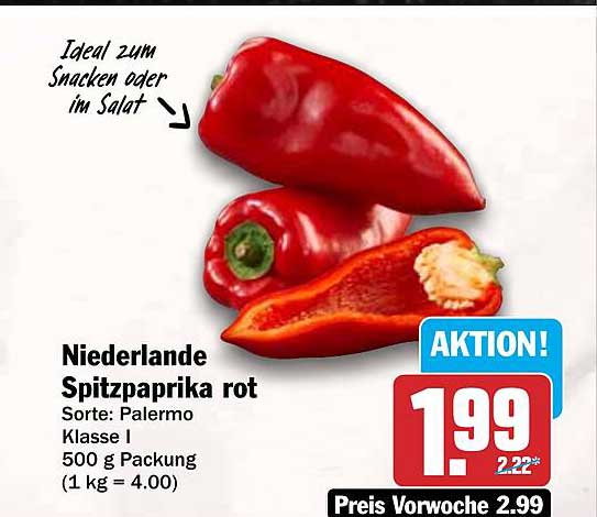 Niederlande Spitzpaprika rot