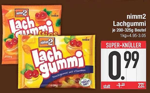 nimm2 Lachgummi je 200-325g Beutel 1kg=4.95-3.05