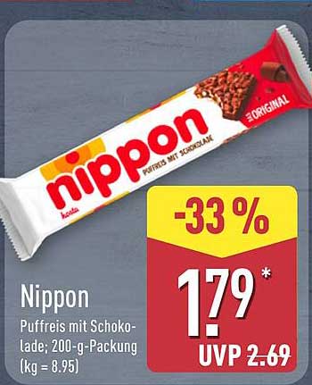 Nippon Puffreis mit Schokolade; 200-g-Packung (kg = 8.95)