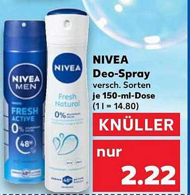 NIVEA Deo-Spray versch. Sorten je 150-ml-Dose (1 l = 14.80)
