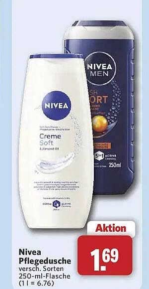 Nivea Pflegedusche versch. Sorten 250-ml-Flasche (1 l = 6.76)