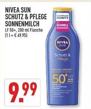 NIVEA SUN SCHUTZ & PFLEGE SONNENMILCH LF 50+, 200 ml Flasche (1 l = €49.95)
