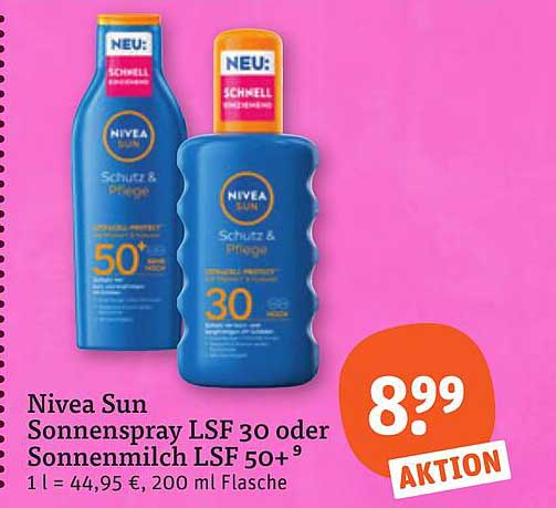 Nivea Sun Sonnenspray LSF 30 oder Sonnenmilch LSF 50+