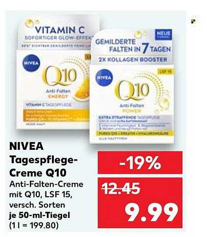 NIVEA Tagespflege-Creme Q10 Anti-Falten-Creme mit Q10, LSF 15, versch. Sorten je 50-ml-Tiegel (1 l = 199,80)