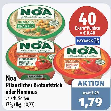Noa Pflanzlicher Brotaufstrich oder Hummus