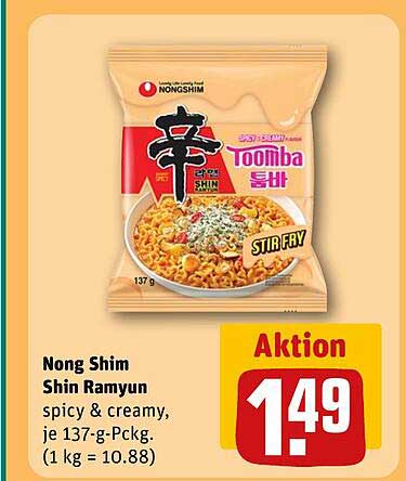 Nong Shim Shin Ramyun spicy & creamy, je 137-g-Pckg. (1 kg = 10.88)