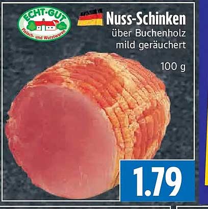 Nuss-Schinken über Buchenholz mild geräuchert