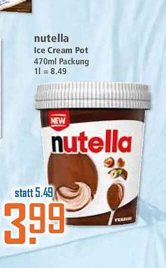 nutella Ice Cream Pot 470ml Packung 1l = 8.49
