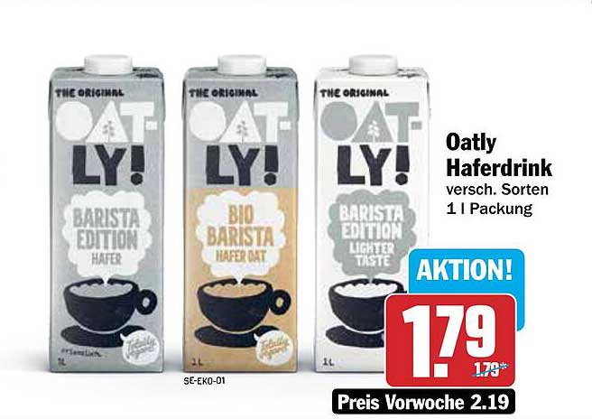 Oatly Haferdrink versch. Sorten 1 l Packung