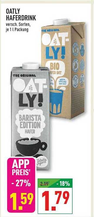 OATLY HAFERDRINK versch. Sorten je 1 l Packung