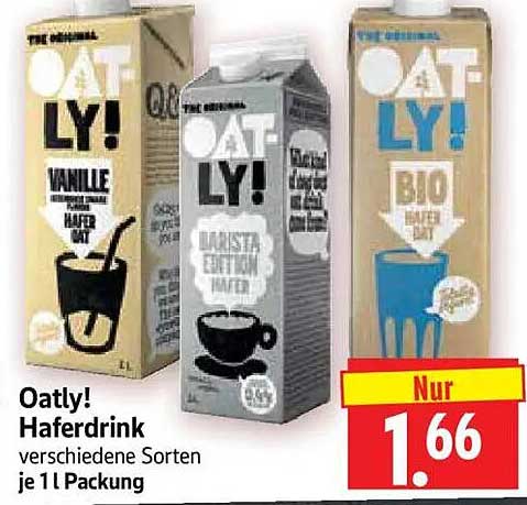 Oatly! Haferdrink verschiedene Sorten je 1 l Packung