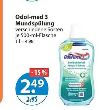 Odol-med 3 Mundspülung verschiedene Sorten je 500-ml-Flasche 1 l = 4.98