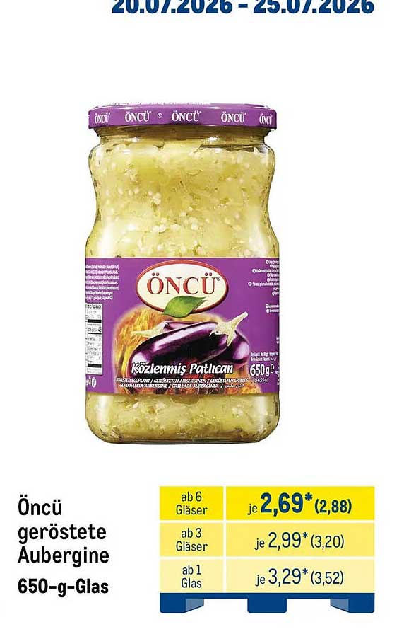 Öncü geröstete Aubergine 650-g-Glas