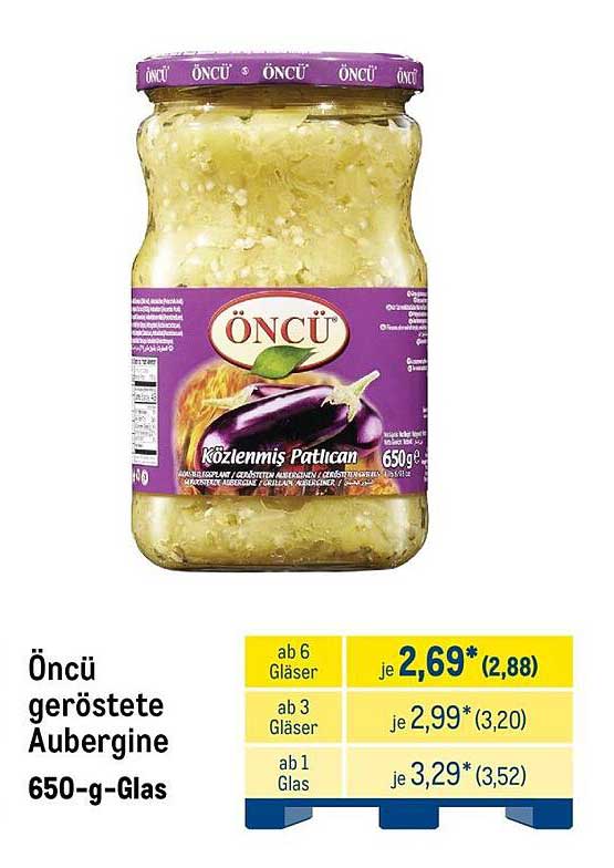 Öncü geröstete Aubergine 650-g-Glas