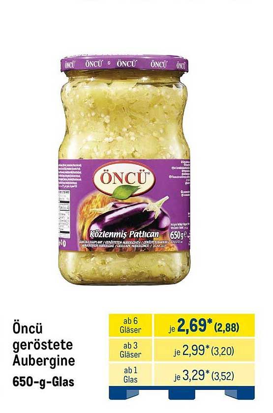 Öncü geröstete Aubergine 650-g-Glas