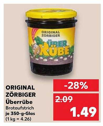 ORIGINAL ZÖRBIGER Überrübe Brotaufsstrich je 350-g-Glas (1 kg = 4.26)