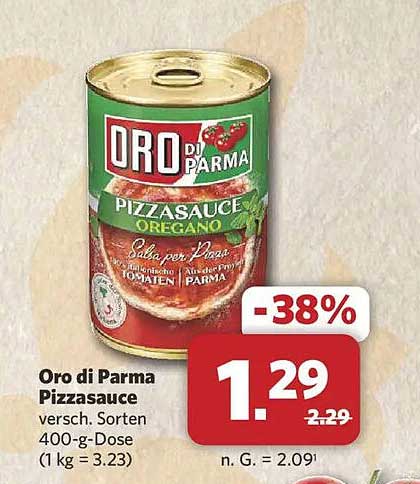 Oro di Parma Pizzasauce versch. Sorten 400-g-Dose (1 kg = 3.23)